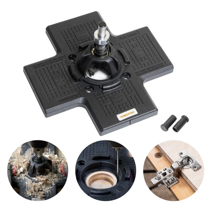 POWERTEC 72225 Cabinet Hinge and Hardware Jig Kit, Concealed Hinge