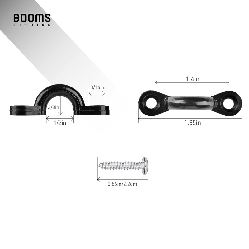 Booms Fishing MA1 Kayak Pad Eye Tri-Grip Rivet Kit Black