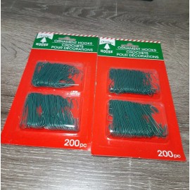 CHRISTMAS HOUSE (2) Christmas House Ornament Hooks Green  NEW  200pc each. 400 total