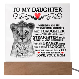 FG Family Gift Mall Birthday Gifts For Daughter, Daughter Gifts From Mom, Daughter Presents From Mom, Cool Gifts For Daughter, Mother Daughter Gift (LED Acrylic Square, Lion Crown)
