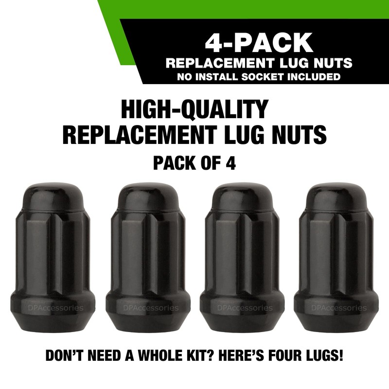 DPAccessories Black 7/16-20 Lug Nuts for Aftermarket Wheels - Closed