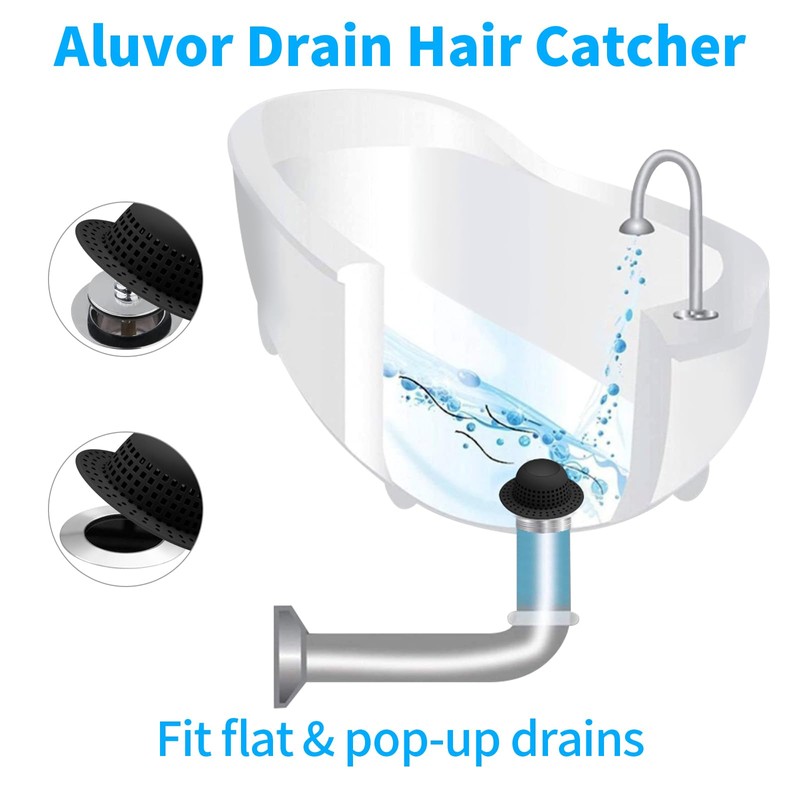 Aluvor Shower Drain Hair Catcher, Bathtub Drain Cover Foldable Silicone