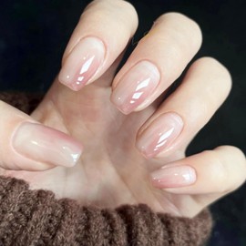 Domiya Nail Tip, Ballet, Short Nail Tip, Very Short, Popular, Nail Stickers, Cute, 3D Nails, 24 Pieces, Round Tip, Fashion, Wedding Nail Tip, Bride Nail (Z360)