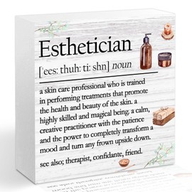 Cidobi Esthetician Gifts for Women Men, Esthetician Definition Decorative Wooden Box Sign, Esthetician Office Decor Supplies, Beauty Salon Spa Farmhouse Home Table Decor