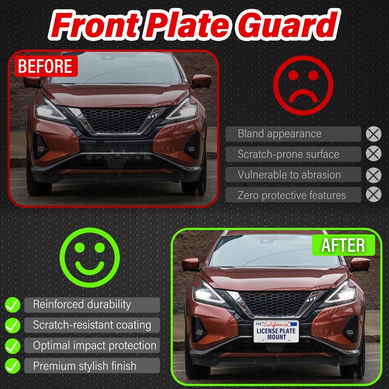 Heavy-Duty ABS Front License Plate Bracket Compatible with 2019-2020 Nissan