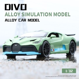 1:32 Scale for Bugatti Divo zinc Alloy Pull Back Car Diecast Electronic Toys with Lights and Music,Decorative,Mini Vehicles Toys for Kids,Boyfriend,Young Peoples Gift(Green)