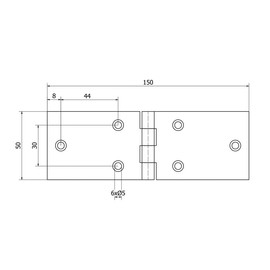 NAJDER Door Hinge Pack of 2, Door Hinge for Solid Doors Inside and Outside, Stainless Steel Hinges, Door Hinges, Door Hinge Fitting, Slanted Construction Hinge 150 x 55 mm, Black Painted RAL 9005