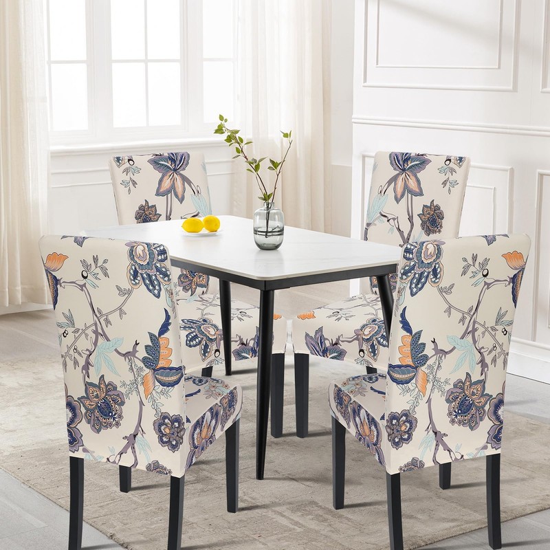SearchI Fit Stretch Removable Washable Short Dining Chair Covers Slipcover