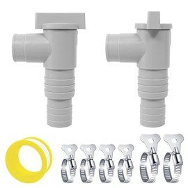 Ruikdly Absperrhahn für Pools 32mm, 2 Stück-Set mit 6 Schlauchschellen, Pool Absperrhahn-Schlauchanschluss (32mm/38mm Kompatibel), Pool Wartungszubehör für Filteranlage und Oberirdische Pools