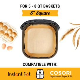 Air Fryer Liners, 120Pcs Disposable Parchment Paper Liners – Non-Stick and Oil Proof for Easy Cleanup – 8” Square for 5-8 qt Basket by Baker's Signature