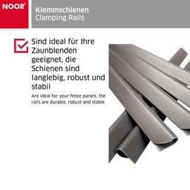 NOOR Spine Bars 19 x 1.5 cm Grey Clamping Strips for Privacy Screen Strips Set of 25