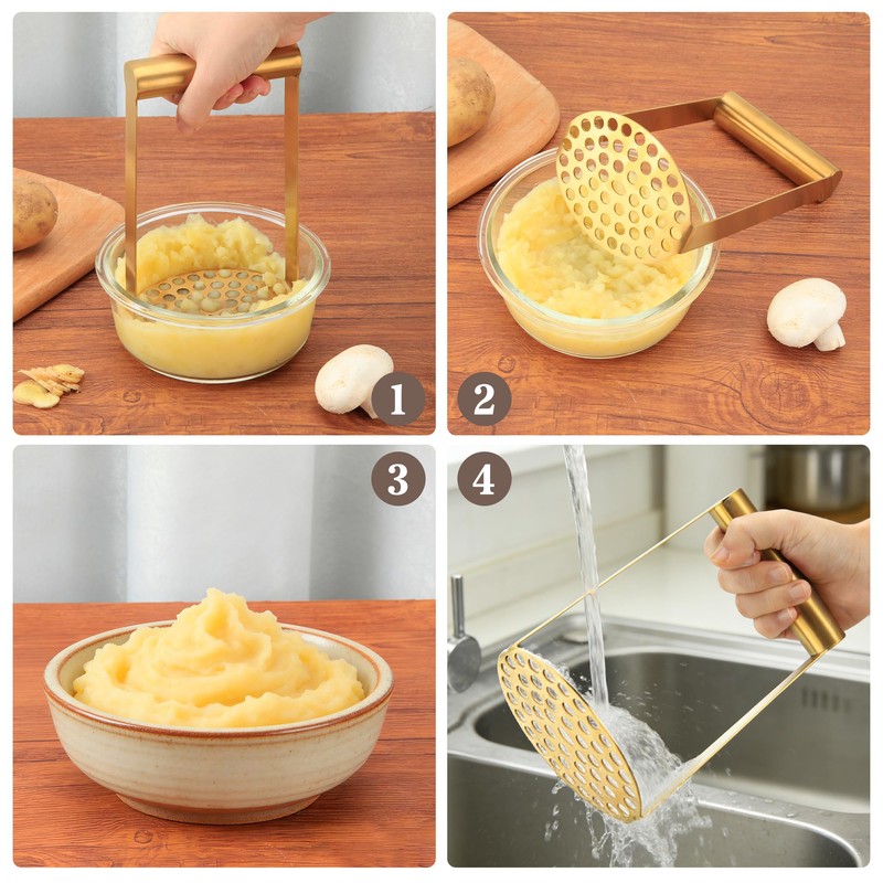 Stainless Steel Potato Masher,Dishwasher Safe Food Masher for Potato, Avocado,