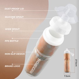 ROCKBROS Bicycle Water Bottle, 670 ml, Leak-Proof Water Bottle, Squeezable Sports Bottle, BPA-Free, Lightweight Roubust, for Bike, Training, Hiking, Black