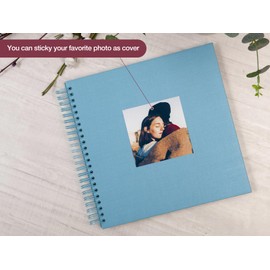 potricher 12 x 12 Inch Large DIY Scrapbook Photo Album 80 Pages Thick Kraft Blank Blue Paper Memory Book for Wedding and Anniversary Family (Blue, 12 Inch)