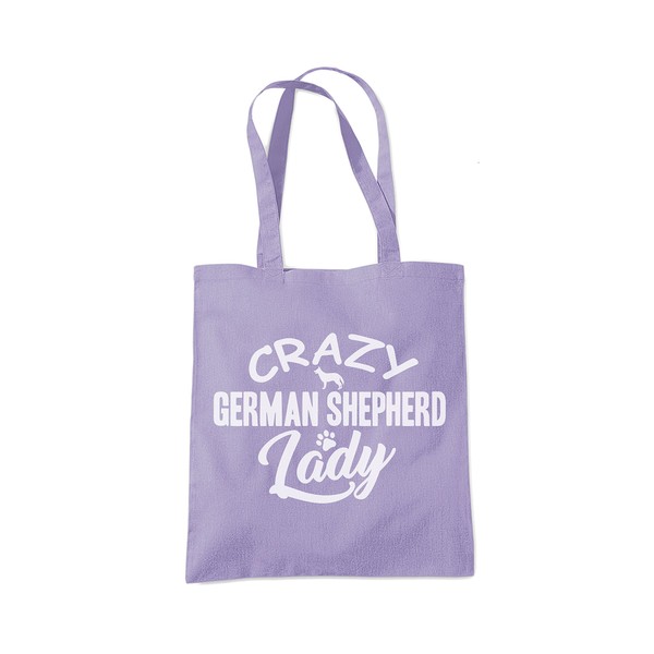 Crazy German Shepherd Lady Tote Bag - lavender purple One