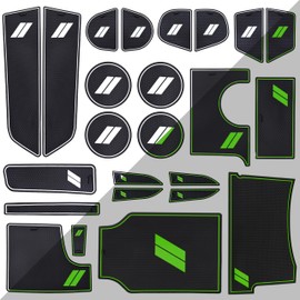 SENSHINE for Dodge Charger Accessories 2015-2022 2023 2024 Non-Slip Anti Dust Cup Holder Insert Center Console Shifter Liner Trim Door Pocket Mats Custom Interior 24PC Set (White Trim,Glow in Dark)