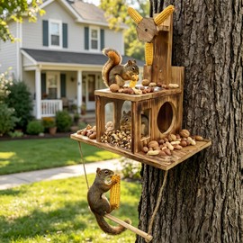 Lnncdsc Multifunctional Squirrel Feeder with 3 Ears Spinner Corn Cob Holder