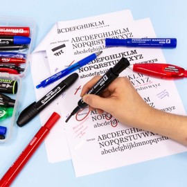 BAZIC Permanent Marker Chisel Tip, Assorted Color Markers, Coloring on Plastic Wood Metal Glass Stone for Art Office (3/Pack), 1-Pack