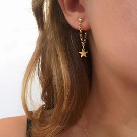 TseenYi Star Chain Earrings Gold Dangling Star Earrings Chain Ear Cuffs Ear Jewelry for Women and Girls