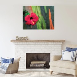Fine Art Canvas Hibiscus Canvas Wall Decor by Artist Dennis Frates for Living Room, Bedroom, Bathroom, Kitchen, Office, Bar, Dining & Guest Room - Ready to Hang - 32 in x 24 in