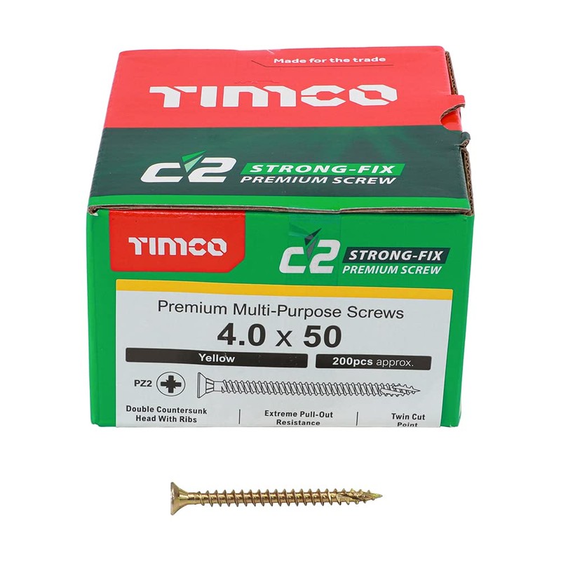 TIMCO C2 Strong-Fix Multi-Purpose Premium Countersunk Gold Woodscrews - 4.0