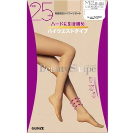 Gunze EA810 Women's Stockings, Beauty Shape, High Waist, 25 hPa, Hard Tightening, beige (natural beige)