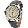 Men's Automatic Mechanical Watch with Leather Strap Fashion Wristwatch Calendar