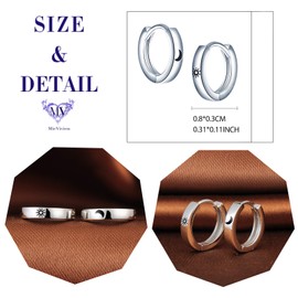 MicVivien Sun Moon Hoop Earrings for Women 925 Sterling Silver Earrings Diameter 8 mm Small Hoop Earrings Hoop Earrings for Women Girls, Sterling Silver