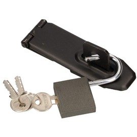 KOTARBAU® Hasp with Padlock Various Sizes Hasp Hinge Throw Armoured Bolt Door Lock Security Hasp Powder Coated Hasp (95 mm)