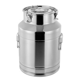 LOYALHEARTDY 28L/7.39Gal Milk Can, 304 Stainless Steel Milk Transport Cans Wine Pail Bucket Tote Jug Pot Oil Liquid Storage Barrel with 2 Handles Milk Container with Lid for Grain Wine Liquid