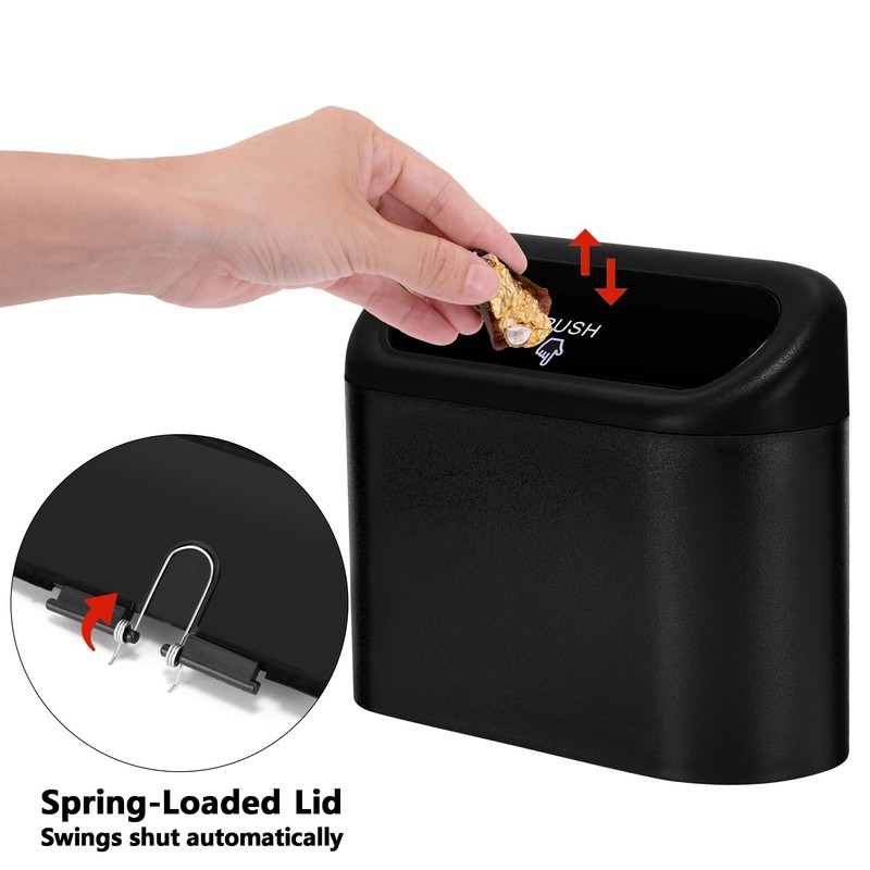 Ginsco Mini Car Trash Can with Lid, Small Car Garbage