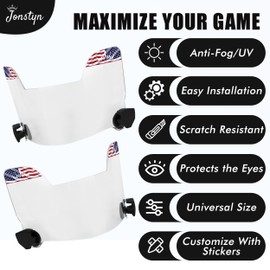 JONSTYN Football Visor with Anti-Fog Clear Shield, 15 Stickers & Storage Bag | Scratch-Resistant, Polycarbonate, Anti-Reflective, Durable & Easy to Install | Universal Fit for Youth & Adult Helmets