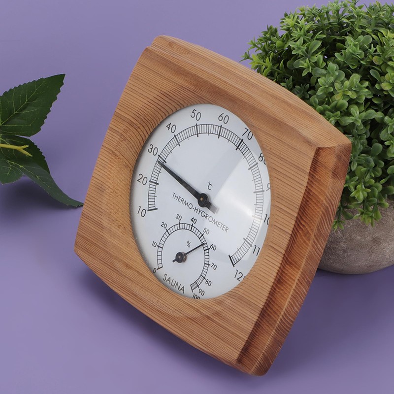 Generic 2 in 1 Wooden Sauna Hygrothermograph, Indoor Wooden Thermometer
