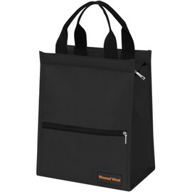 [WOOOOF WOOF] ランチバッグ 大容量 保冷 お弁当バッグ 弁当箱 袋 フロントジッパーポケット 持ち手つき 内側断熱 軽量 耐久性 男女兼用 通勤 通学