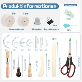 Wankon 41 Pieces Bookbinding Set Bookbinding Tools Bookbinding Materials 3 Pieces Binder Binder Starter Tools with Tying Tape Waxed Thread Awl for DIY Bookbinding Crafts