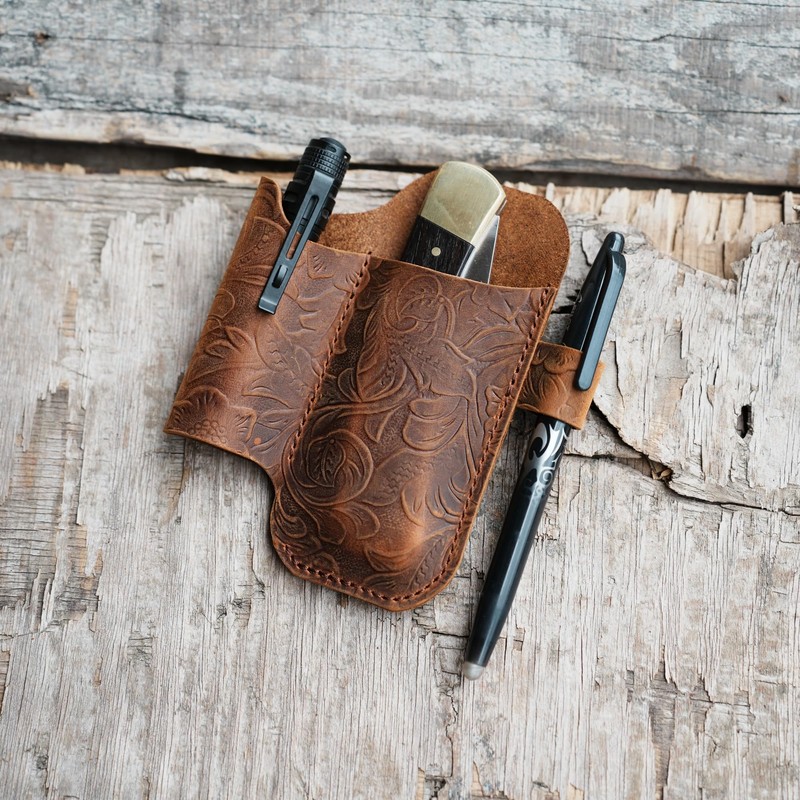 JJNUSA Multitool Leather Folding Pocket Leather Knife Sheath for 4"