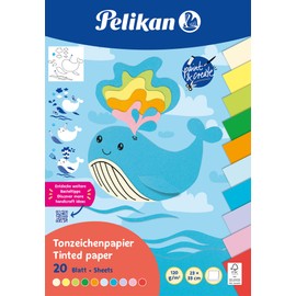 Pelikan Coloured Paper Pad 23 x 33 cm, 20 Sheets in 10 Colours, Summer