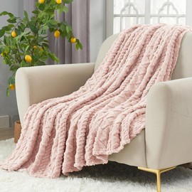Aganear Fleece Twin Blanket - 3D Stylish Design, Lightweight Blanket Super Soft, Warm, Decorative Present for All Seasons, Portable Throw Blankets for Couch, Sofa, Bed, Car(60"×80", Pink)