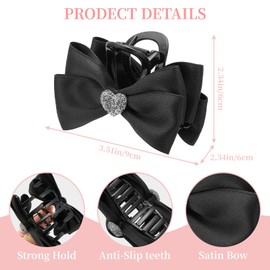 QIUTIMIY 2 Pack Small Satin Bow Claw Clips for Women Hair Accessories for Thick and Thin Hair Elegant Nonslip Hair Clips