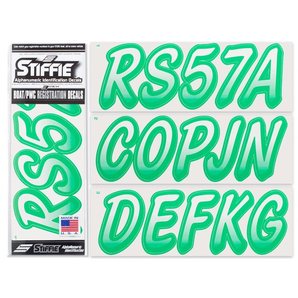 STIFFIE Whipline White/Teal 3" Boat & PWC Registration Decals •