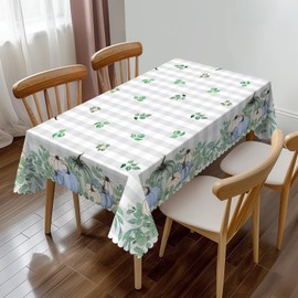 XLIANBIN Thanksgiving Rectangle Tablecloth Blue Pumpkin Buffalo Plaid Fall Autumn Harvest Table Cloth Dining Table Cover for Home Kitchen Restaurant Party Buffet Picnic 54 x 72 Inch