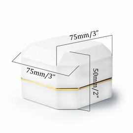 AVESON Luxury Ring Box, Square Velvet Ring Holder Case Jewellery Organiser Storage Gift Box with LED Light for Proposal Engagement Wedding, White