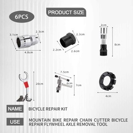 PLATEYTR 6 Pieces Bike Chain Tools Set, Bike Cassette Remover, Bicycle Sprocket Tool, Bike Chain Tool Remover, Sprocket Tool for Mountain Bike Mountain Bike Road Bike