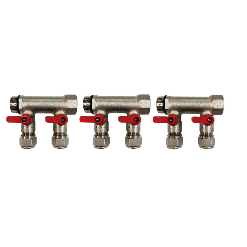 6 Loop Plumbing Manifold w/ 1" trunk & 1/2" pex