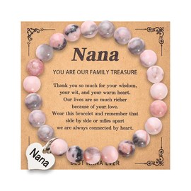 Sisadodo Nana Christmas Birthday Gift for Women Grandma Nana Beaded Bracelets for Women Female Thank You Nana Gifts from Granddaughter Grandson Nana Natural Stone Bracelet for Grandmom Grandmother
