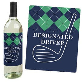 Par-Tee Time - Golf - Birthday or Retirement Party Birthday Party Gift for Women and Men - Wine Bottle Label Stickers - Set of 4