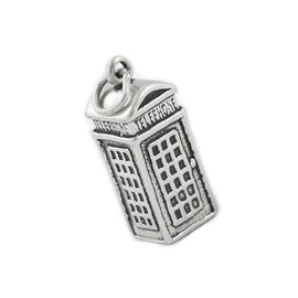 British Telephone Box Phone Booth London Heavy 925 Sterling Silver Charm Pendant Handcrafted, universal fit, vibrant enamel, secure design, artisan quality TREISM02722