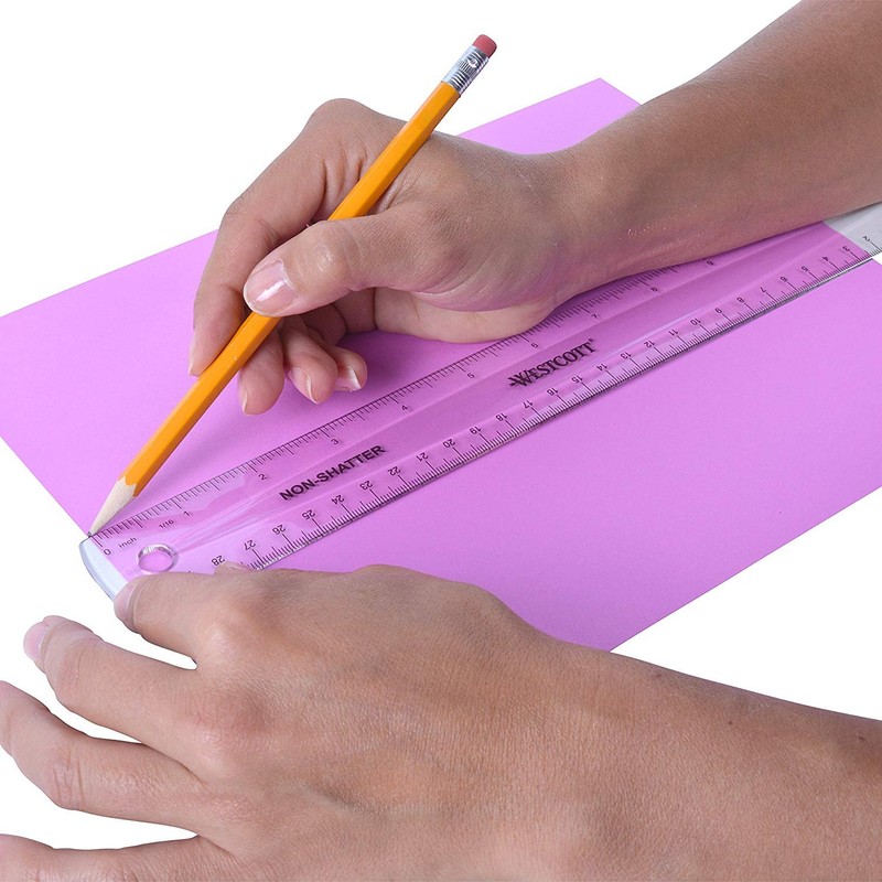 Westcott English and Metric Shatterproof Ruler, Clear, 12"