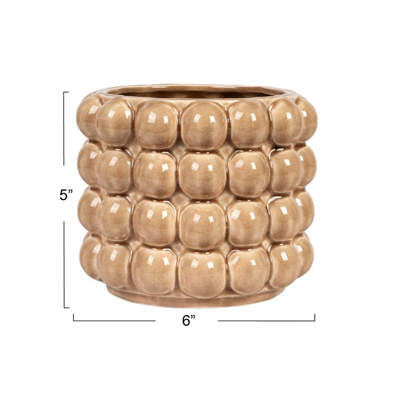 Creative Co-Op 6 Inches Round Stoneware Raised Dots, Holds 4