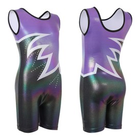 Bezioner Children's Girls' Sleeveless Gymnastics Leotard Dance Gymnastics Training Dancewear Gymnastics Bodysuit 3-14 Years Purple 120